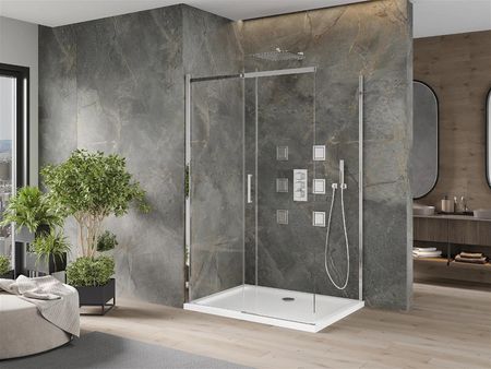 Mexen Omega 100x90cm Transparent Chrom + Brodzik Flat 825-100-090-01-00-4010 - zdjęcie 3