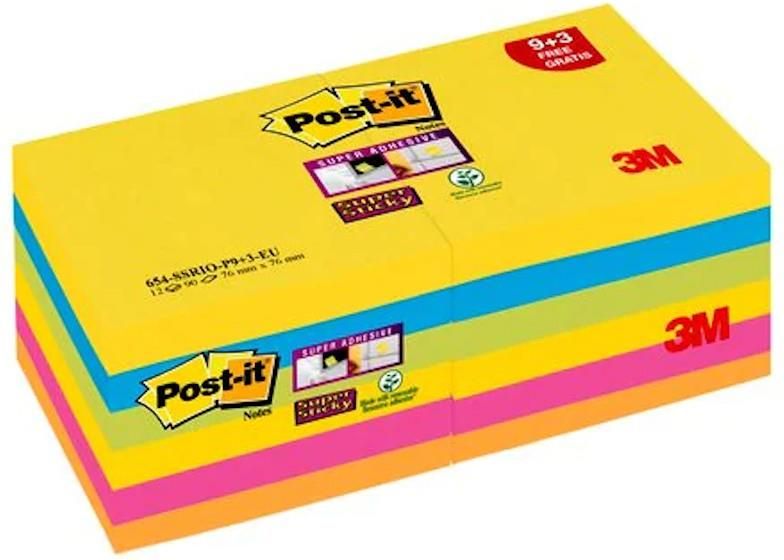 Post It Karteczki Samoprzylepne 76X76Mm 3M Super Sticky 12X90 Kartek