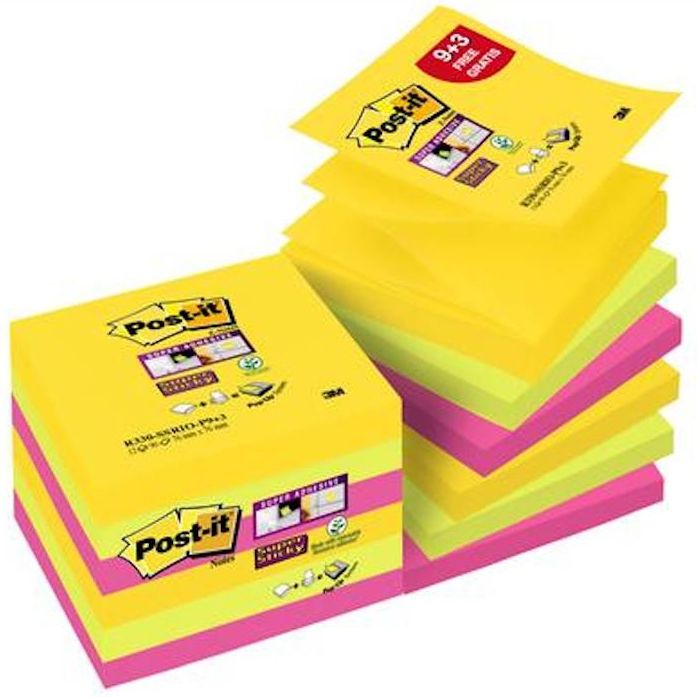 Post It Karteczki Samoprzylepne 76X76Mm 3M Super Sticky 12X90 Kartek