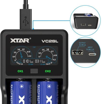 Ładowarka Powerbank Xtar VC2SL do akumulatorów cylindrycznych - zdjęcie 3