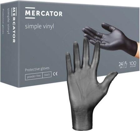 Mercator Rękawiczki Winylowe Bezpudrowe Simple Vinyl Black 100szt