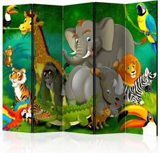 Artgeist Parawan Cz Ciowy Kolorowe Safari Ii Room Dividers