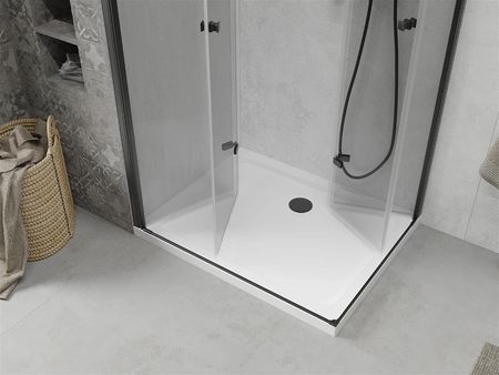 Mexen Lima Duo 90x80cm Transparent Czarny + Brodzik Flat 856-090-080-70-02-4010B - zdjęcie 4