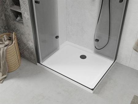 Mexen Lima Duo 90x80cm Transparent Czarny + Brodzik Flat 856-090-080-70-02-4010B - zdjęcie 5