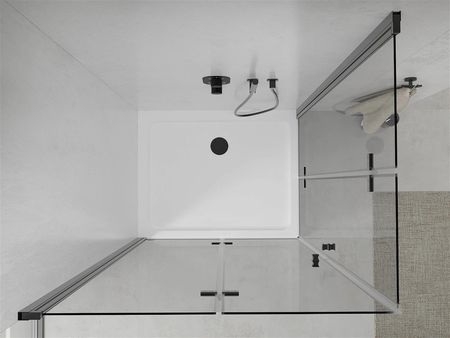 Mexen Lima Duo 90x80cm Transparent Czarny + Brodzik Flat 856-090-080-70-02-4010B - zdjęcie 6