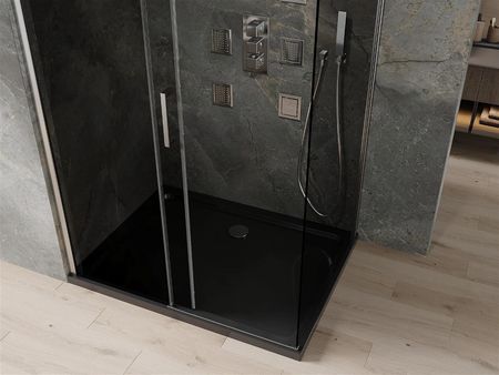 Mexen Omega 100x80cm Grafit Chrom + Brodzik Flat Czarny 825-100-080-01-40-4070 - zdjęcie 4