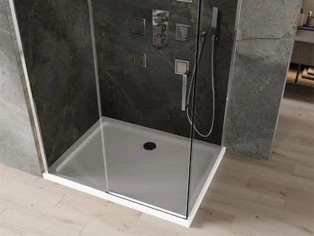 Mexen Omega 100x80cm Grafit Chrom + Brodzik Flat Bialy 825-100-080-01-40-4010 - zdjęcie 4