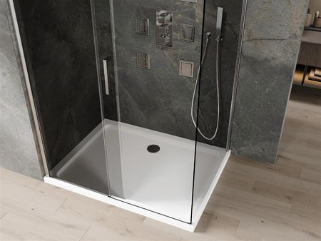 Mexen Omega 100x80cm Grafit Chrom + Brodzik Flat Bialy 825-100-080-01-40-4010 - zdjęcie 5