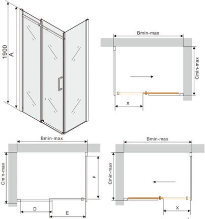 Mexen Omega 120x80cm Grafit Chrom + Brodzik Flat Bialy 825-120-080-01-40-4010 - zdjęcie 3