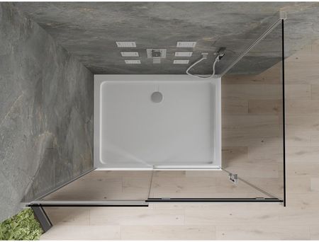 Mexen Omega 120x80cm Grafit Chrom + Brodzik Flat Bialy 825-120-080-01-40-4010 - zdjęcie 6