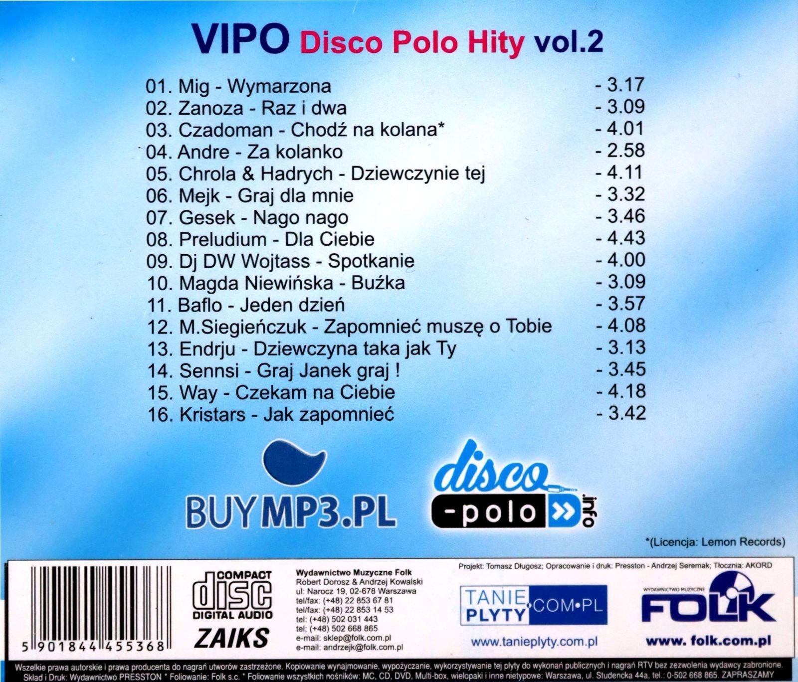 Płyta kompaktowa Vipo Disco polo hity Volume 2 Ceny i opinie Ceneo pl