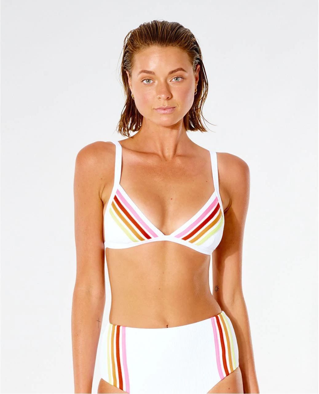 GORA BIKINI RIP CURL Wave Shapers Stripe Banded Tri biały Ceny i