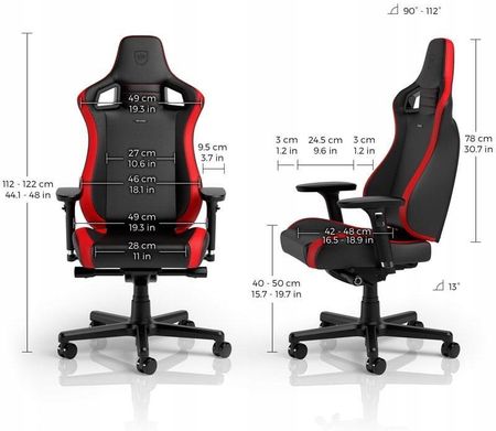 Noblechairs Epic Compact Czarno-Czerwony (NBL-ECC-PU-RED) - zdjęcie 2