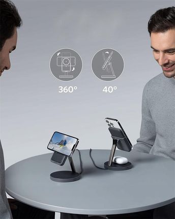 Bezprzewodowa ładowarka Anker PowerWave Mag-Go 2-in-1 Stand 5K (B25A7311) Czarna - zdjęcie 2