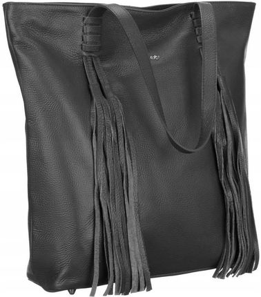 Shopperka skórzana boho Rovicky TWR-164 szara - zdjęcie 2