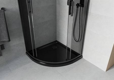 Mexen Rio 80x80cm Grafit Czarny + Brodzik Flat Czarny -863-080-080-70-40-4170B - zdjęcie 4