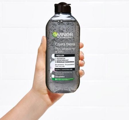 Garnier Czysta Skóra Oczyszczający Płyn Micelarny w żelu z węglem i kwasem salicylowym 400 ml - zdjęcie 2