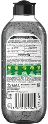 Garnier Czysta Skóra Oczyszczający Płyn Micelarny w żelu z węglem i kwasem salicylowym 400 ml - zdjęcie 5