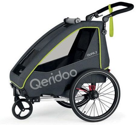Przyczepka rowerowa Qeridoo Qupa 2 Limonkowo Szary - zdjęcie 2