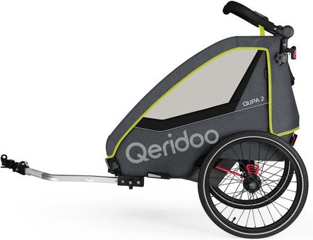 Przyczepka rowerowa Qeridoo Qupa 2 Limonkowo Szary - zdjęcie 3