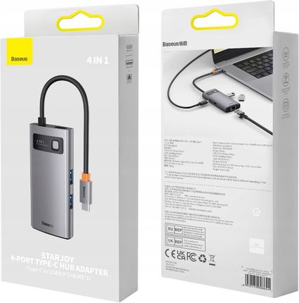 Baseus Hub 4W1 Usb-C 4X Usb 3.0 Rj45 Otg (Wkwg070113) - zdjęcie 3