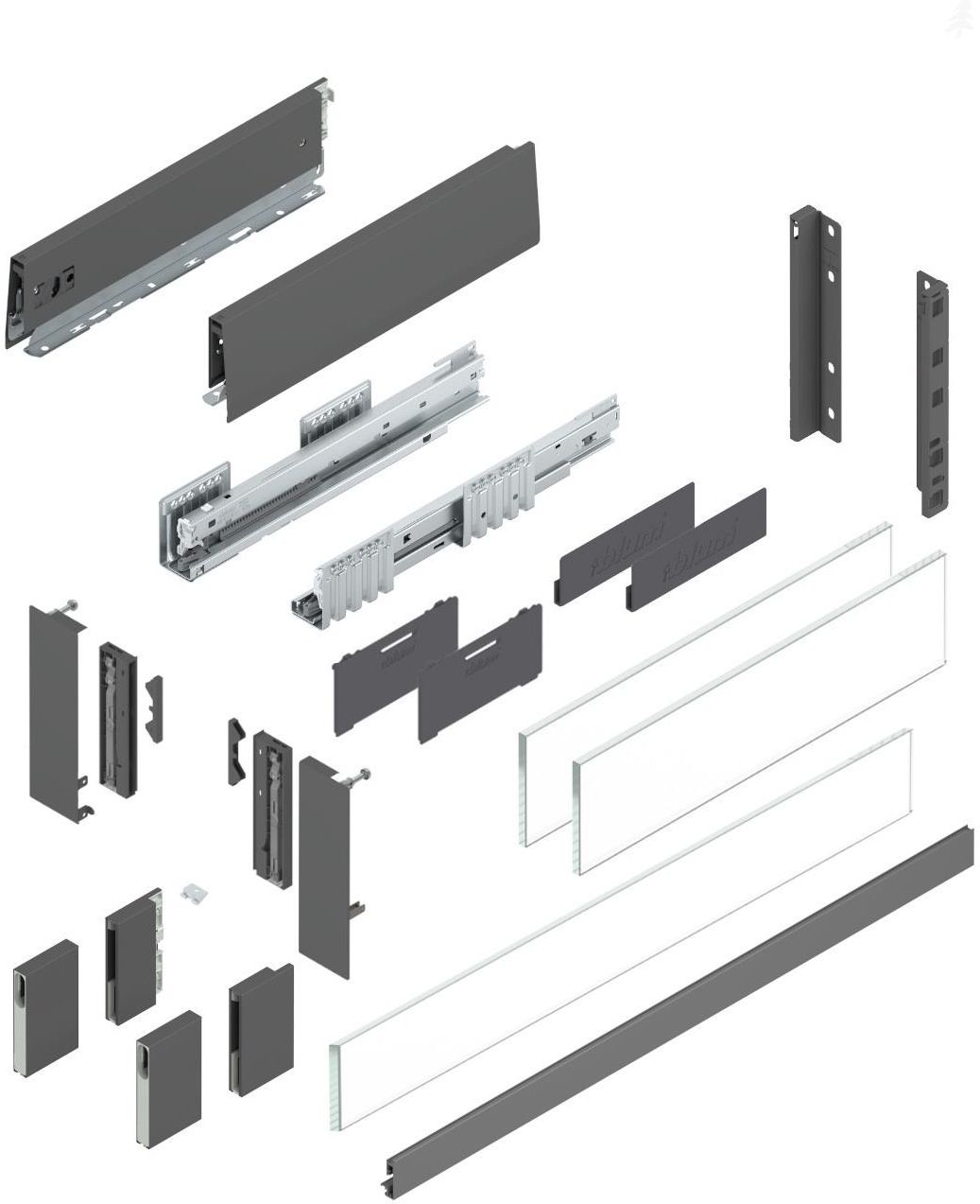 BLUM Szuflada Merivobox wewnętrzna z BOXCOVER wysokość E długość