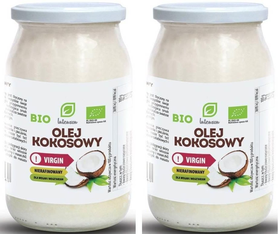 Zestaw 2 X Olej Kokosowy Virgin Nierafinowany Bio 900 Ml Intenson