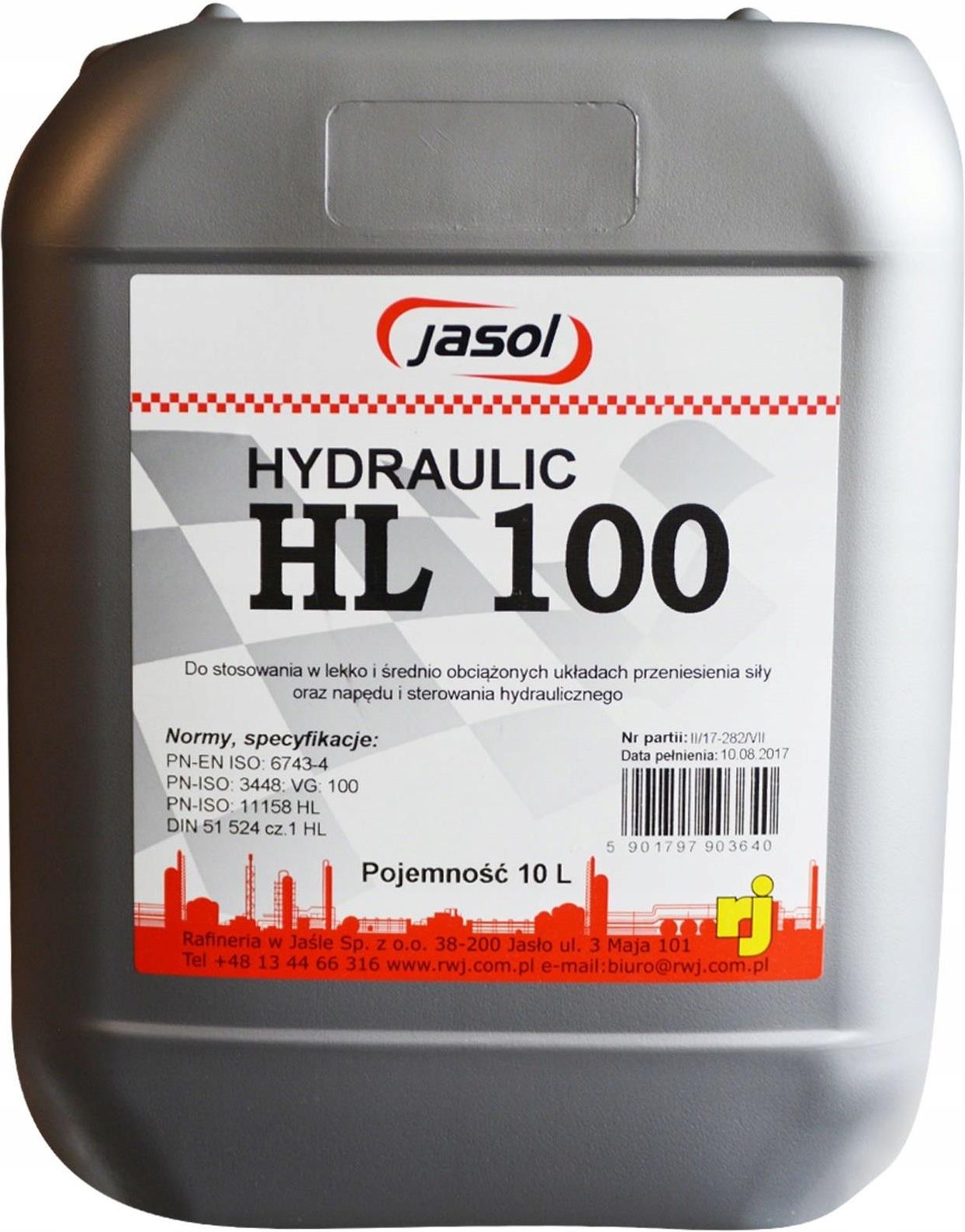 Jasol Olej Hydrauliczny Iso Vg 100 10L Opinie I Ceny Na Ceneo Pl