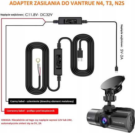 Vantrue Adapter Zasilania Acc N4 X4S T3 N2S Vantruen4 - zdjęcie 4