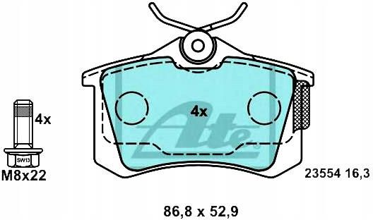 Klocki hamulcowe Ate Komplet Klocków Ham Ceramiczne Tył Audi A1 A 13