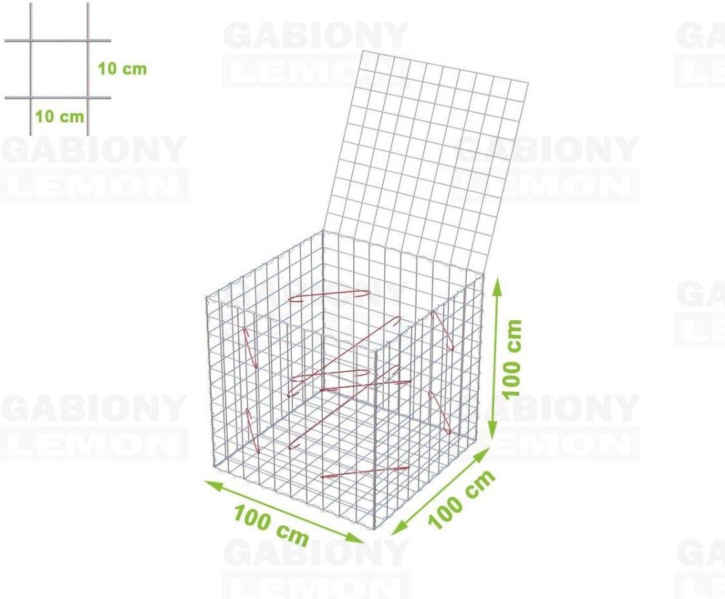 Gabionylemon Kosz Gabionowy 100X100X100Cm Z Okiem 10X10Cm I Sieć