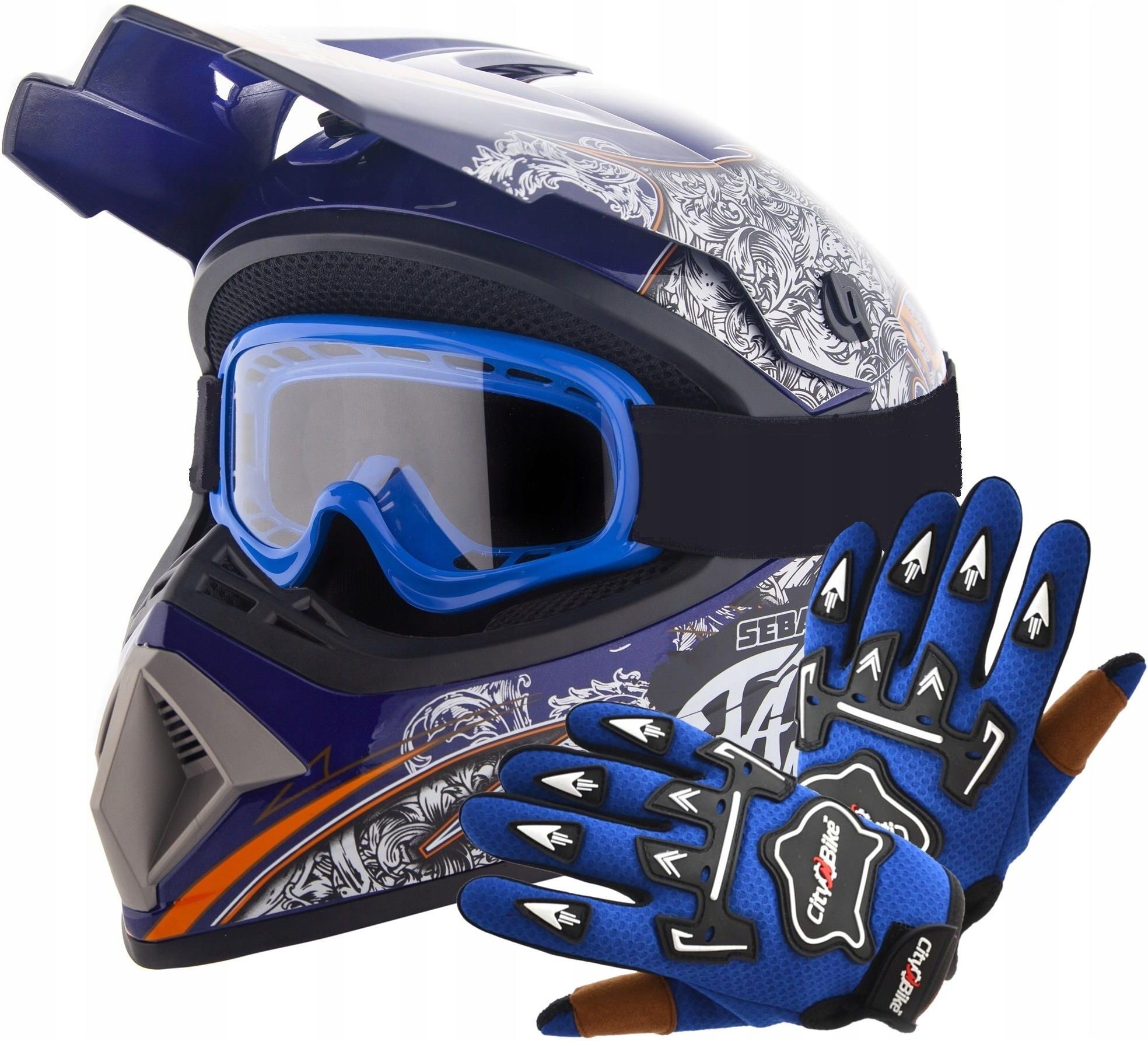 Kask Motocyklowy City Bike Crossowy Lekki Enduro Quad Gogle R Kawice