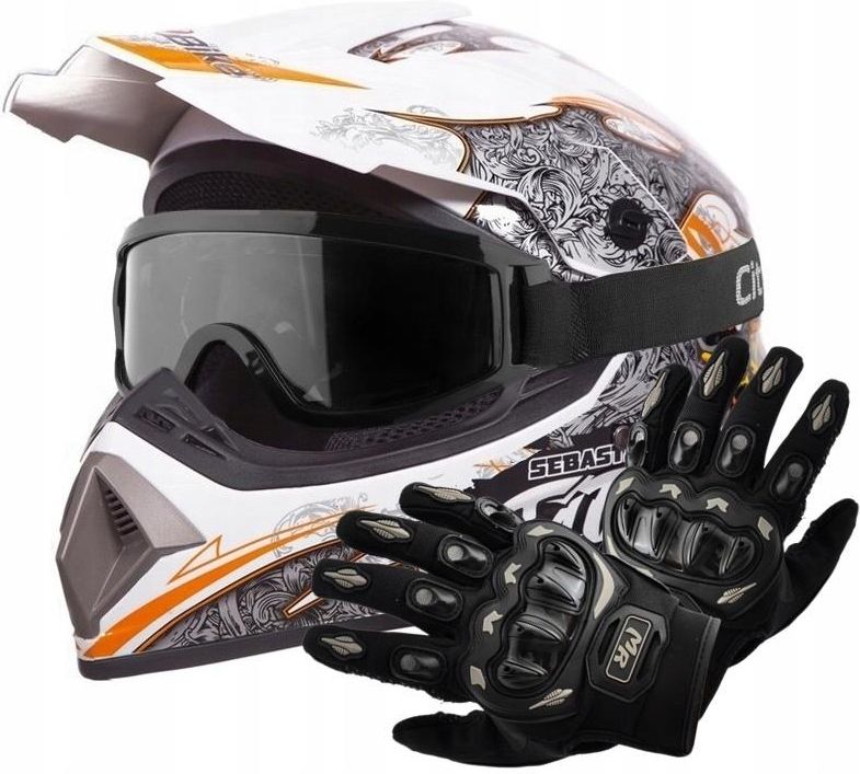 Kask Motocyklowy City Bike Crossowy Lekki Enduro Quad Xl Gogle