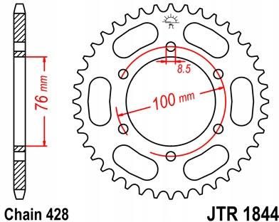 Części motocyklowe Jt Sprockets Zębatka Tylna 42Z 428 Yamaha Mt125