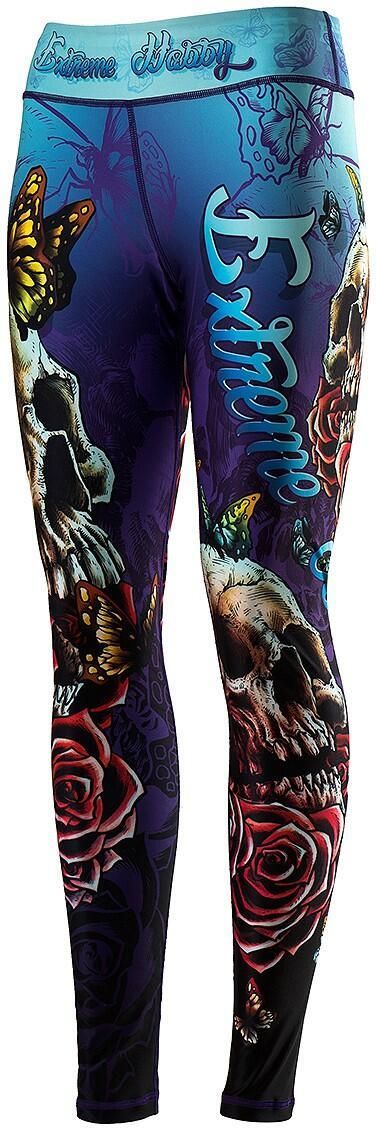 Extreme Hobby Legginsy Do Mma Damskie Skull Szybkoschnące Niebieski