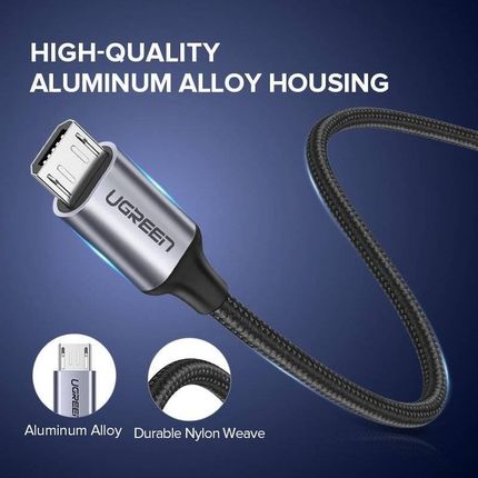 Kabel micro USB UGREEN QC 3.0 2.4A 1m (biały) (6957303861514) - zdjęcie 4