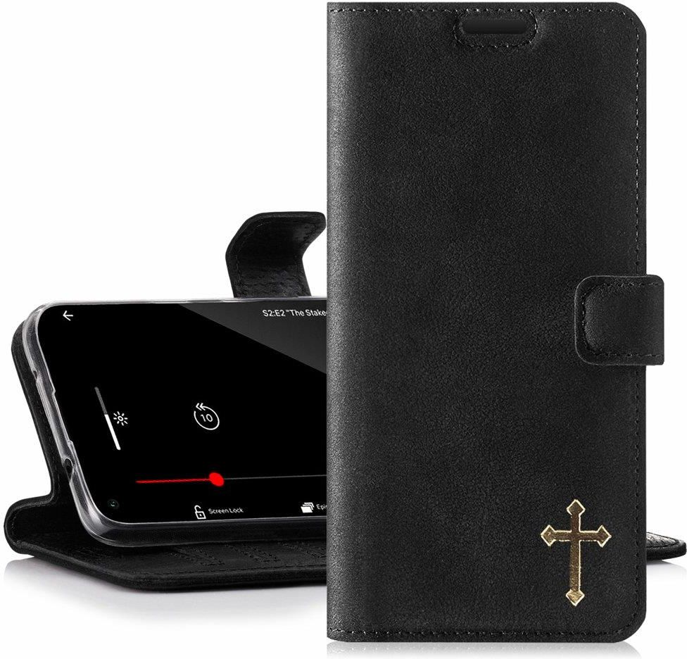 Etui Na Telefon Surazo Ze Sk Ry Naturalnej Wallet Case Nubuk Czarny