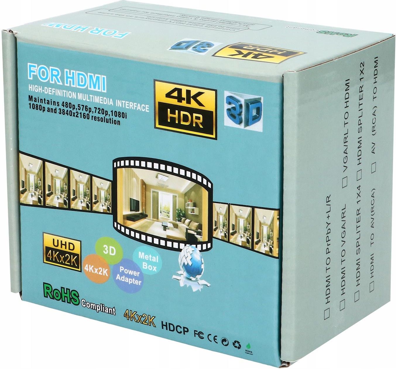 Splitter Video Pawonik SPLITTER ROZDZIELACZ HDMI 1x4 4K 2K ULTRA HD 4K