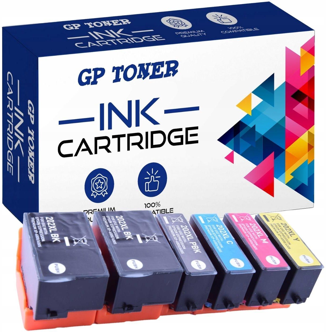 Tusz GP TONER TUSZE 202XL CMYKK 6 SZT KOMPATYBILNE Z EPSON Do Drukarki