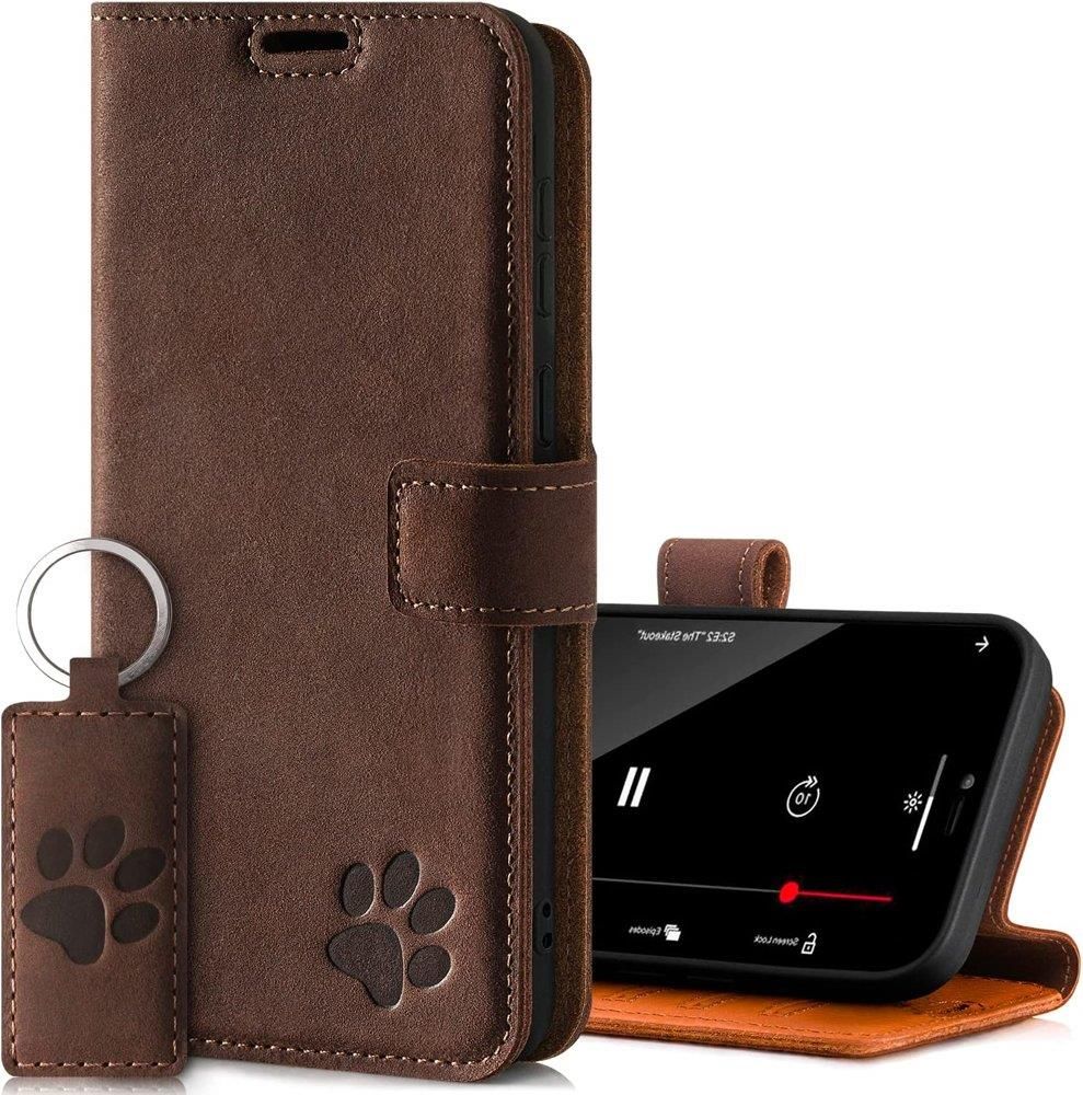 Etui na telefon Surazo ze skóry naturalnej Wallet case Orzechowy