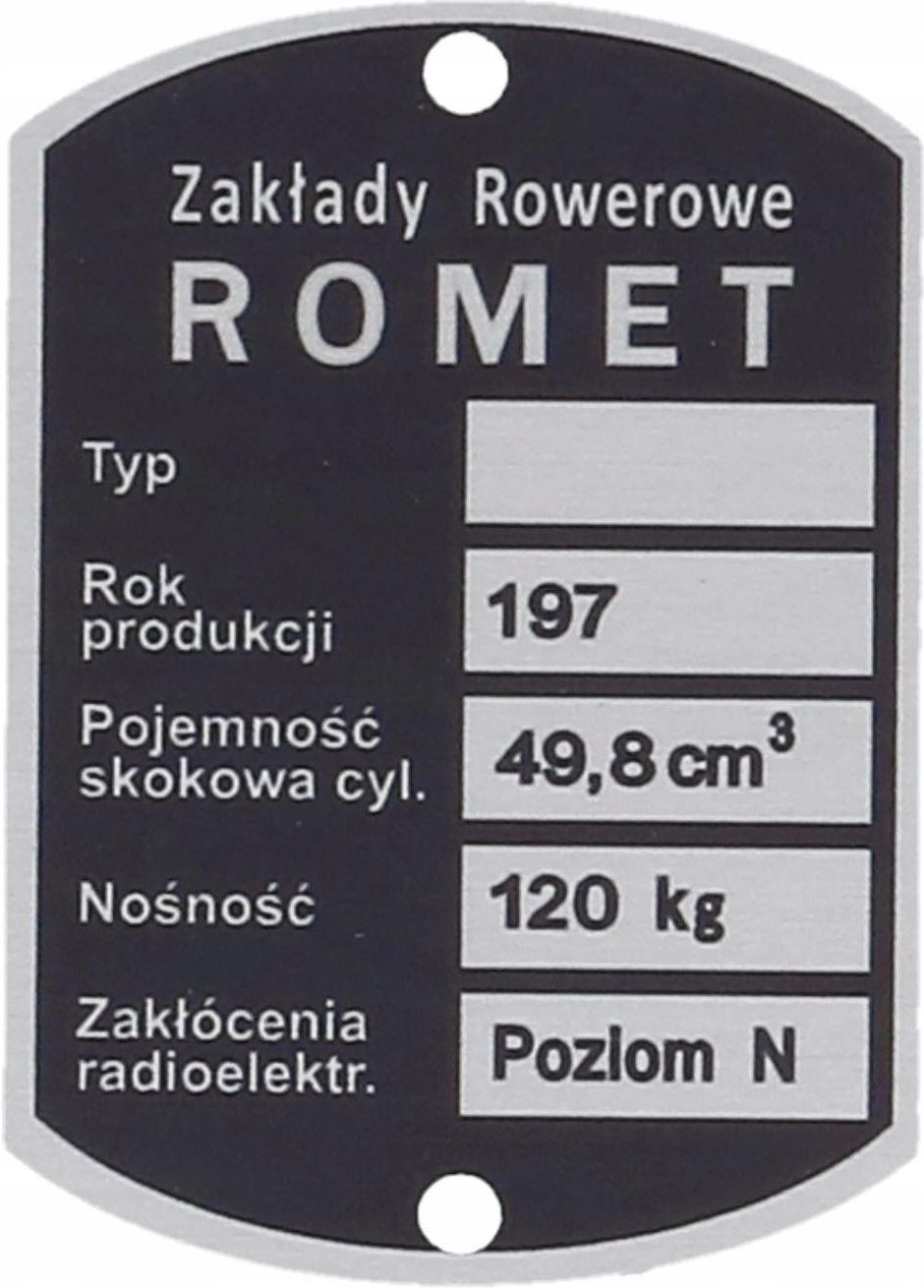 Cz Ci Motocyklowe Venbo Tabliczka Znamionowa Romet Ogar