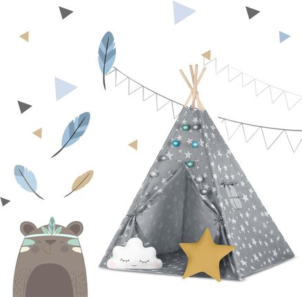 Nukido Namiot Tipi Dla Dzieci Ze Światełkami Szary W Gwiazdki - zdjęcie 4