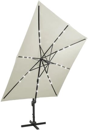 Vidaxl Parasol Wiszący Z Lampkami Led I Słupkiem Piaskowy 300Cm 312344 - zdjęcie 2