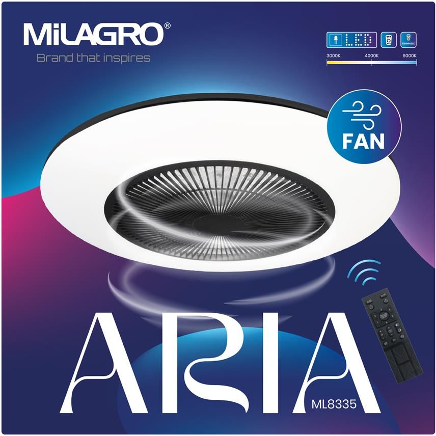 Milagro Lampa Sufitowa Na Pilota LED ARIA GOLD 38W Z Wentylatorem