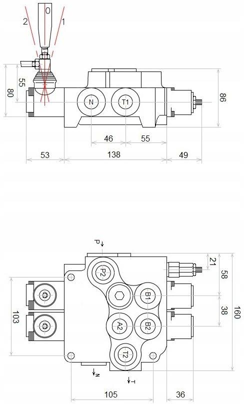 Perfect Hydraulic Rozdzielacz Hydrauliczny 2 Sekcyjny 80L Nurnik