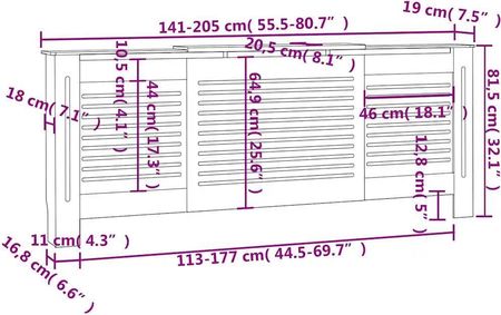 vidaXL Osłona Na Kaloryfer Mdf Czarna 205 Cm (325552) - zdjęcie 2