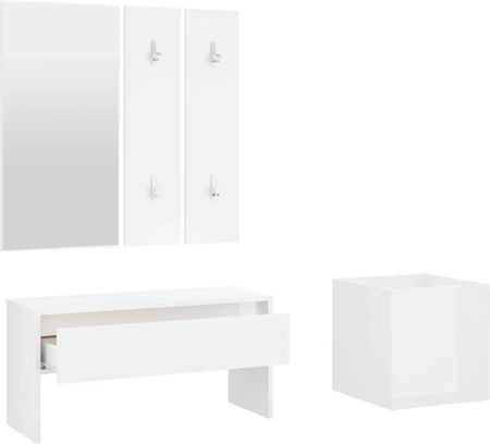vidaXL Zestaw Mebli Do Przedpokoju, Biały Z Połyskiem 13452-3082059 - zdjęcie 2
