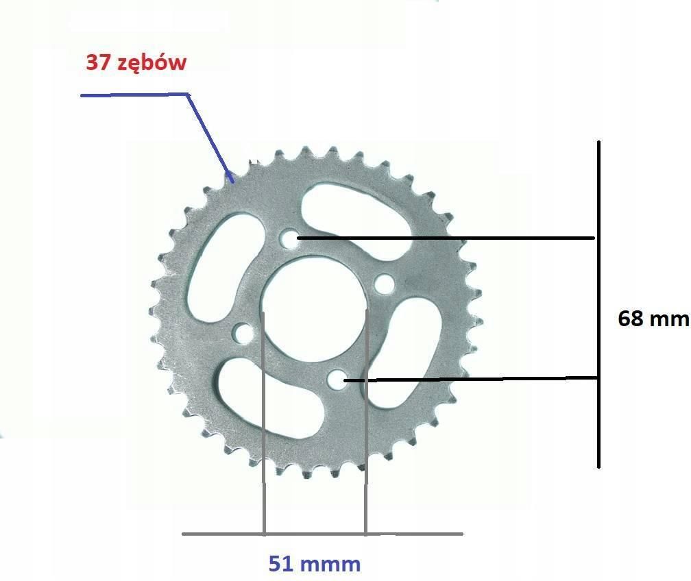 Części motocyklowe Motogeneric Zębatka Tył 420 37Z 37 Zębów