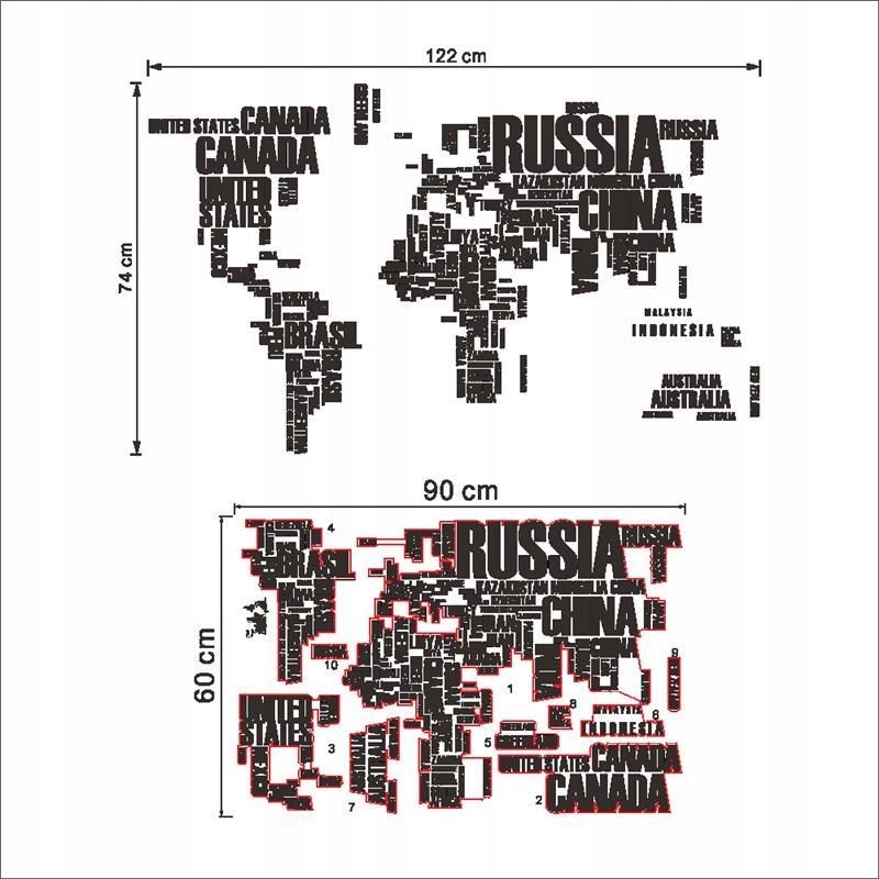 Naklejki Na Cian Mapa Wiata Nazwy Pa Stw Xxl Ceny I Opinie Ceneo Pl