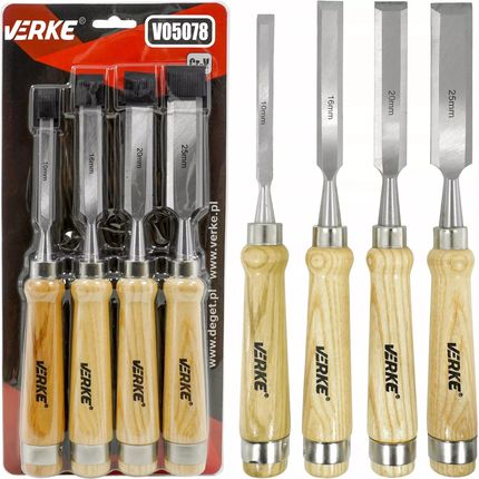 Verke Zestaw Dłut Do Drewna 10-25mm 4Szt. Dłuta V05078 - zdjęcie 3